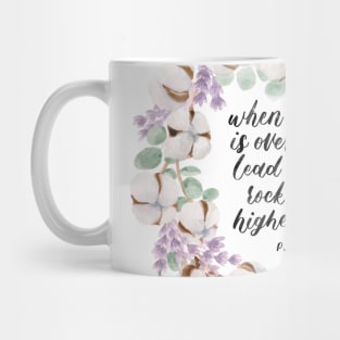 Cotton, Lavender, and Eucalyptus Wreath with Psalm 61 Calligraphy Mug